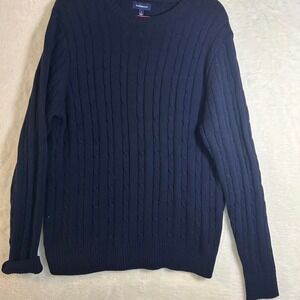Croft & Barrow navy blue cable knit sweater Size L #cableknit #winterwear